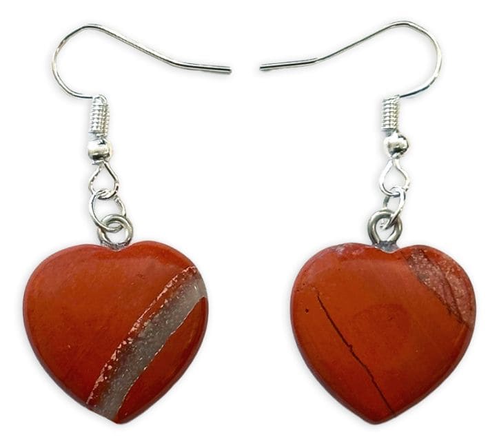 20mm Red Jasper Heart Earrings