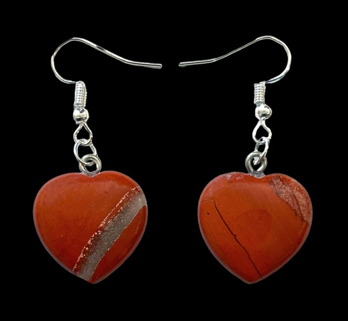 20mm Red Jasper Heart Earrings