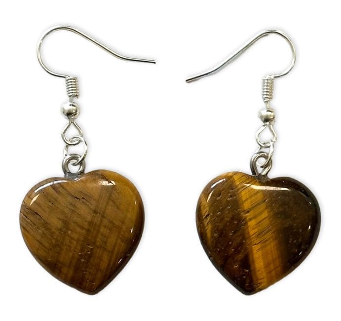 20mm Tiger Eye Heart Earrings