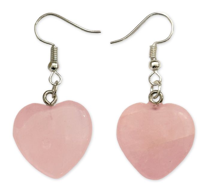 20mm Rose Quartz Heart Earrings