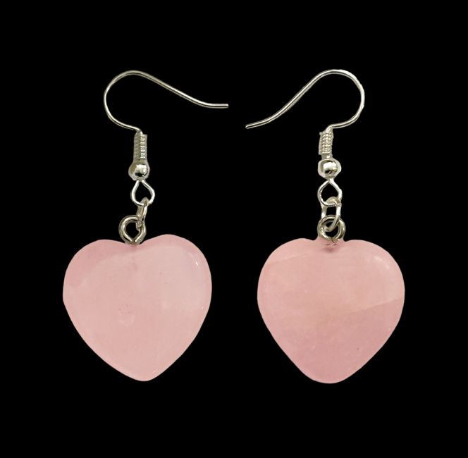 20mm Rose Quartz Heart Earrings