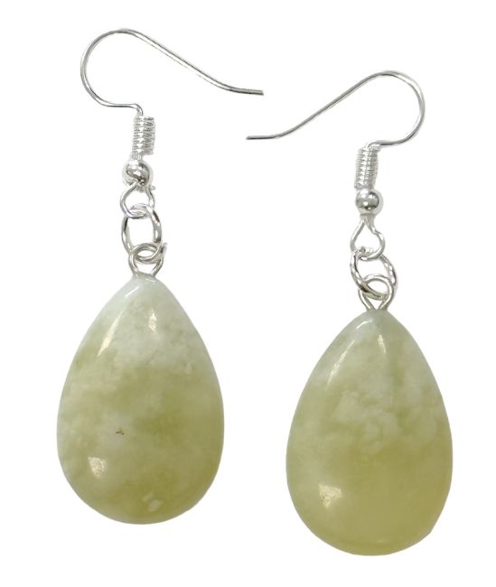 Chinese Jade A Drop Earrings 25mm