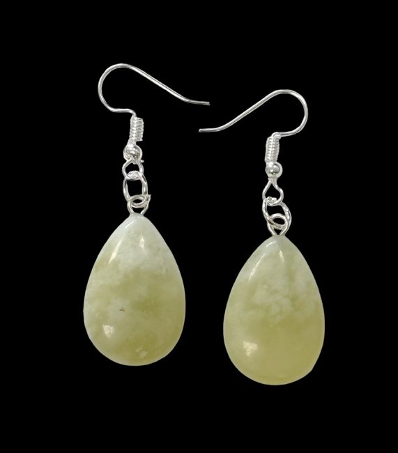 Chinese Jade A Drop Earrings 25mm