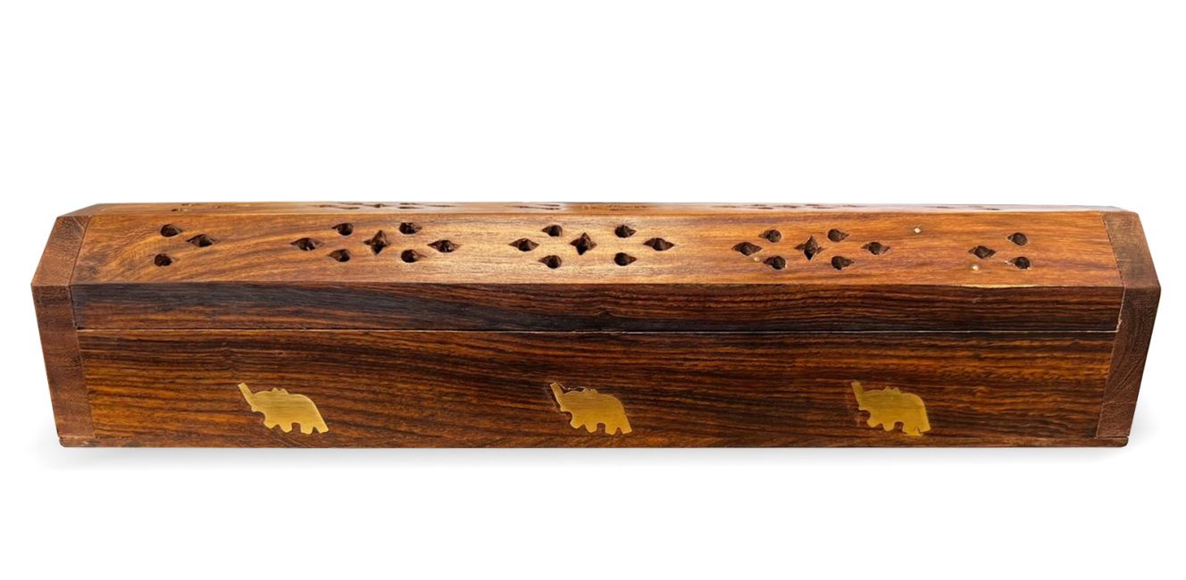 Hut elephants incense holder - 30cm - Rosewood