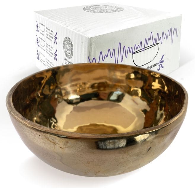 Tibetan singing bowl gold without mesh 14cm