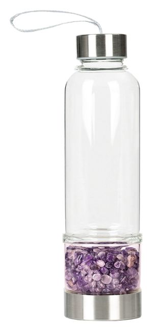 Bottle with Amethyst crystals