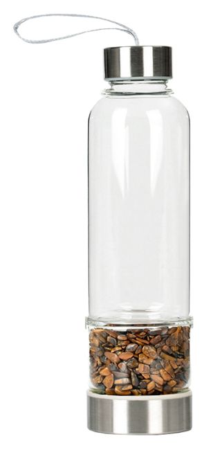 Bottle with Tiger Eye crystals