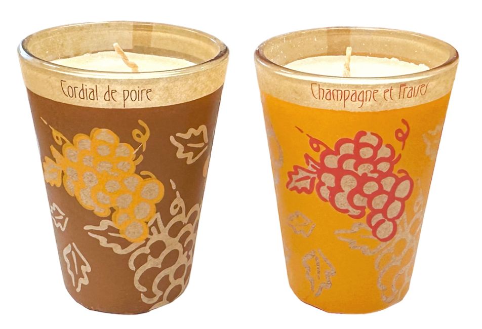 Box of 2 Maroma Candles in Champagne and Strawberry glass - Pear Cordial 70g
