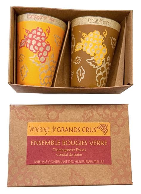 Box of 2 Maroma Candles in Champagne and Strawberry glass - Pear Cordial 70g