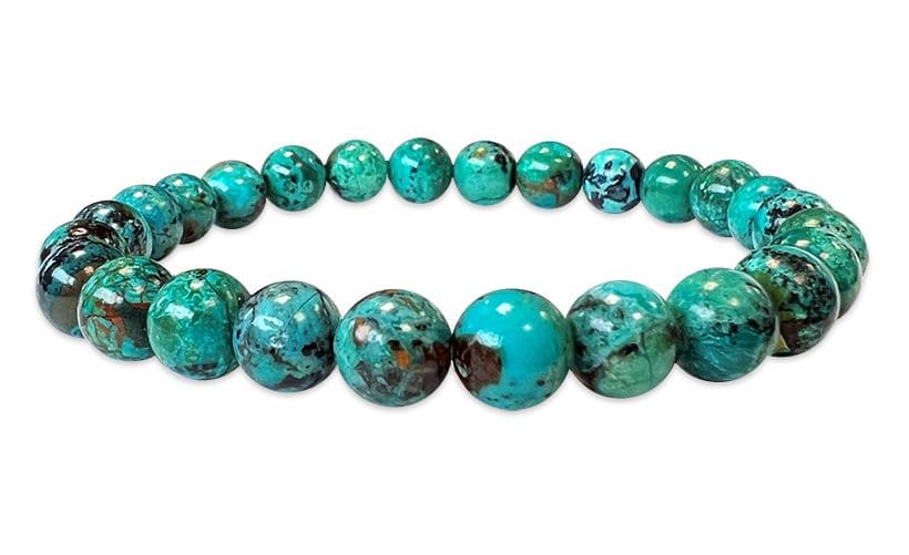 Bracelet Amblygonite Chrysocolla AAA pearls 6mm