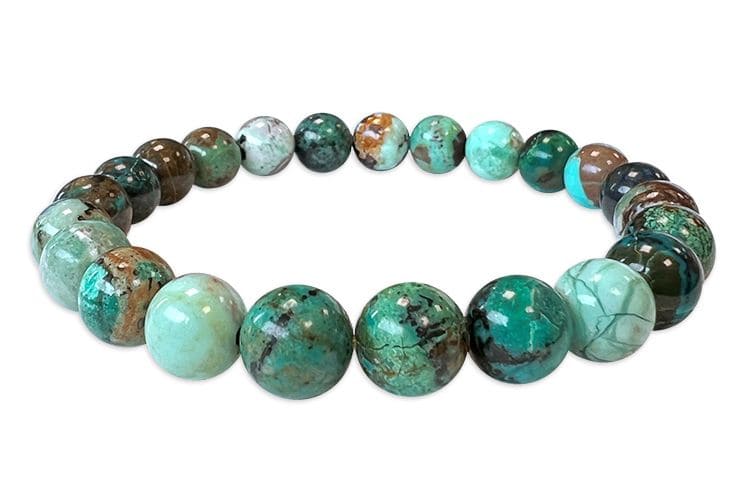 Bracelet Amblygonite Chrysocolla AA beads 8mm