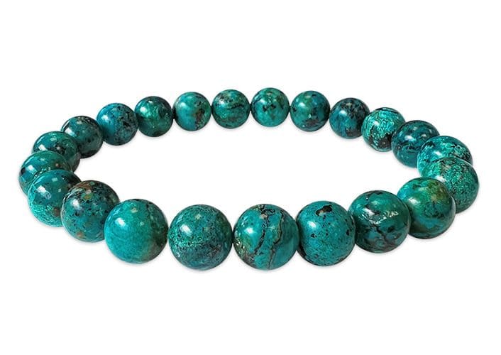 Bracelet Amblygonite Chrysocolla AAA pearls 8mm