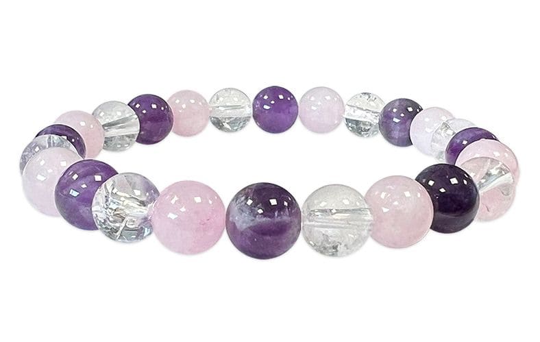 8mm pearls Rock crystal & Amethyst & Rose quartz A