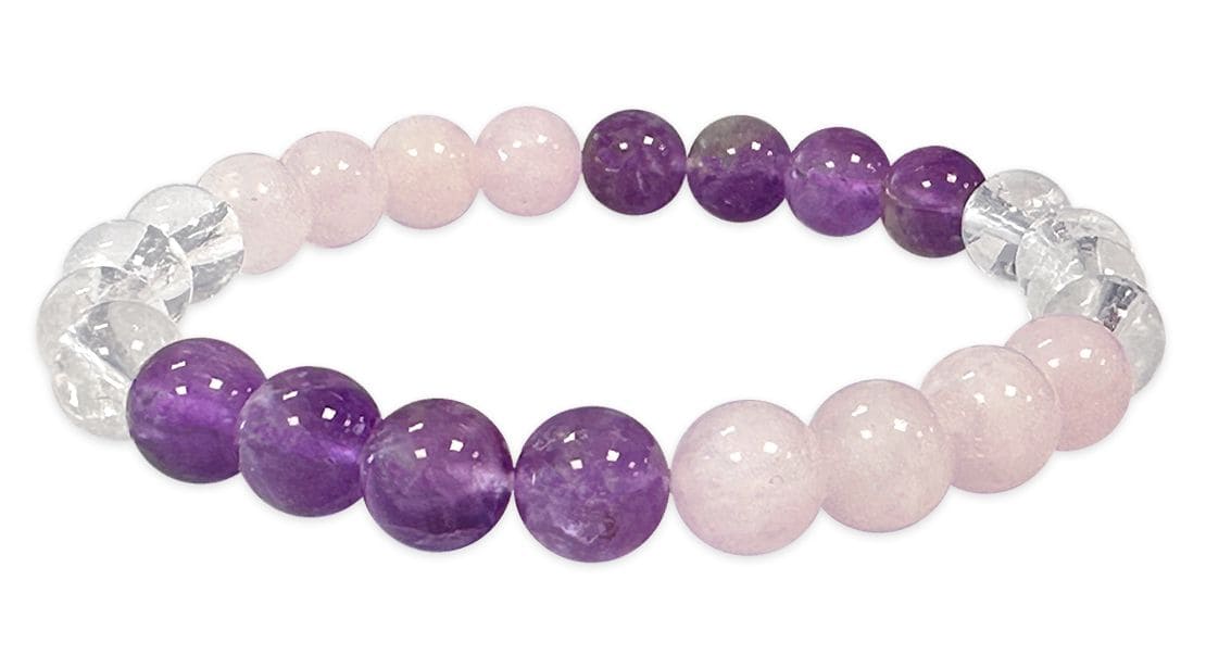 8mm pearls Rock crystal & Amethyst & Rose quartz A