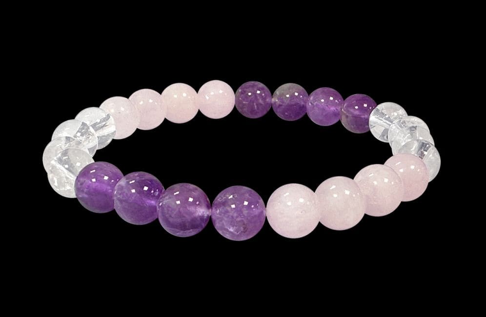 8mm pearls Rock crystal & Amethyst & Rose quartz A