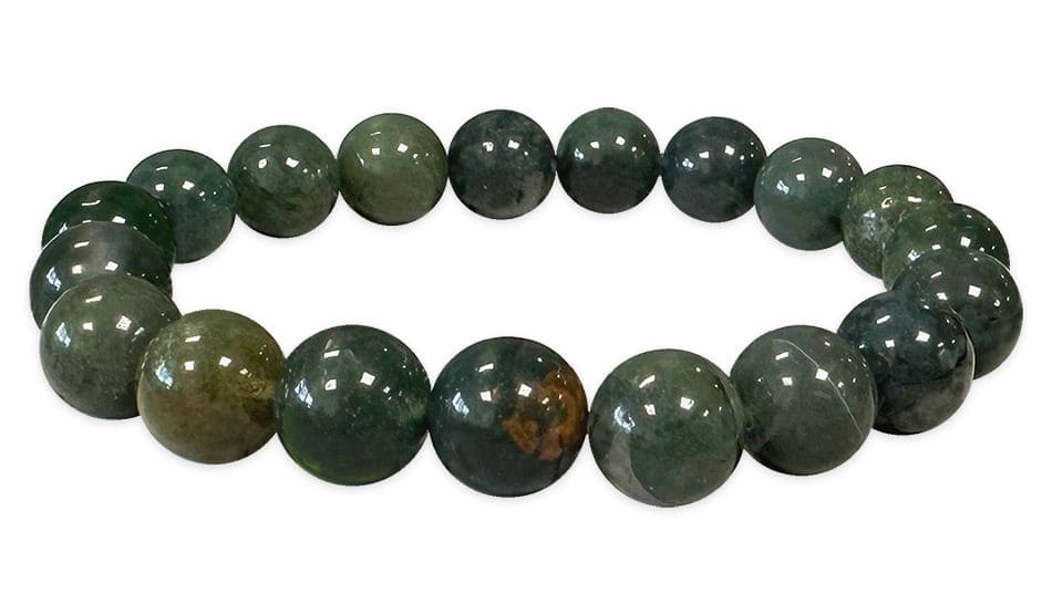 Moss Agate bracelace 10mm pearls