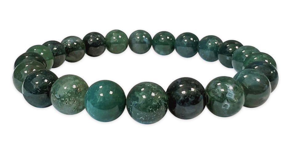 Moss Agate bracelet 8mm pearls