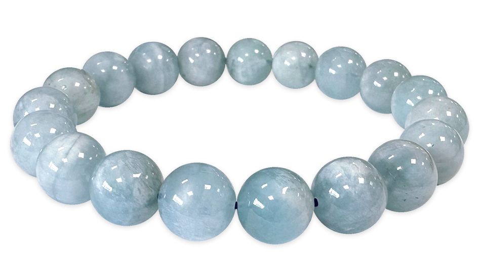 Aquamarine beads bracelet 10-11mm