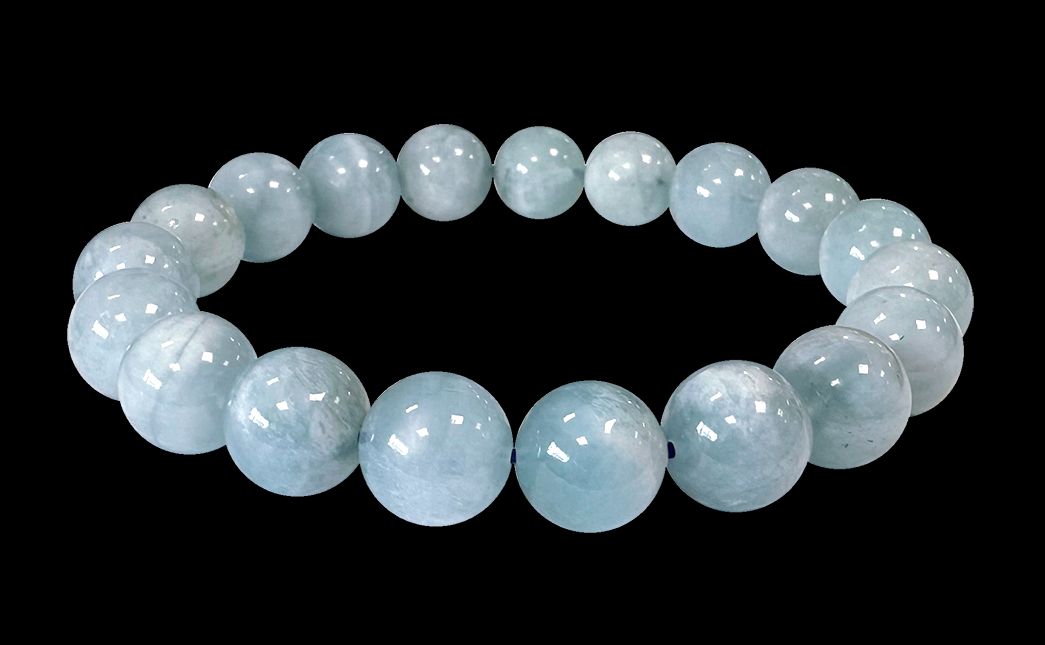 Aquamarine beads bracelet 10-11mm