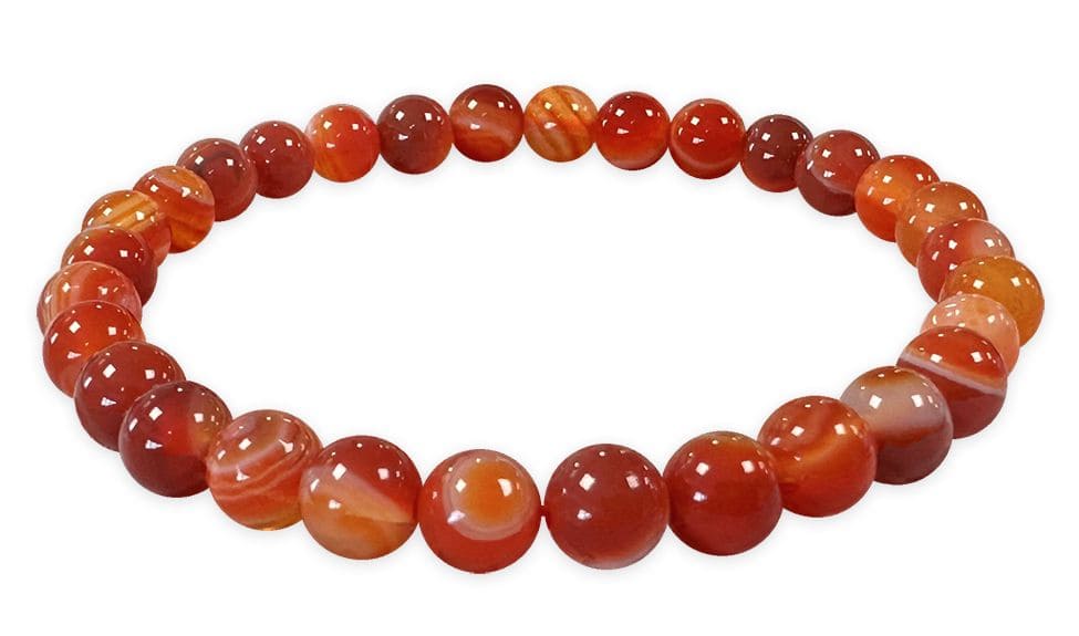 Ribboned Red Agate A Bracelet With 6mm beads