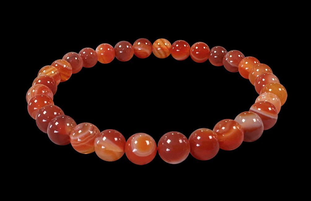 Ribboned Red Agate A Bracelet With 6mm beads