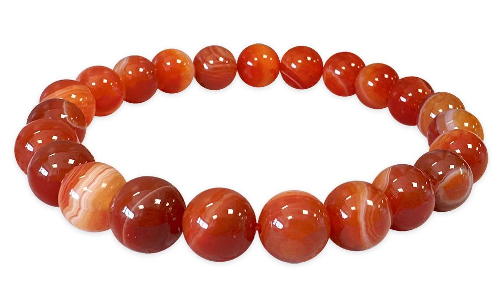 Ribboned Red Agate Bracelet With 8mm beads