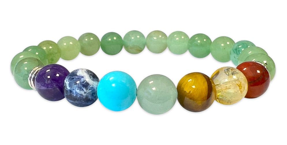 8mm pearls 7 chakras Green Aventurine bracelet