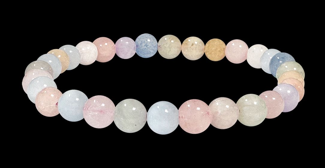 Beryls Aquamarine & Morganite AA 6mm pearls bracelet
