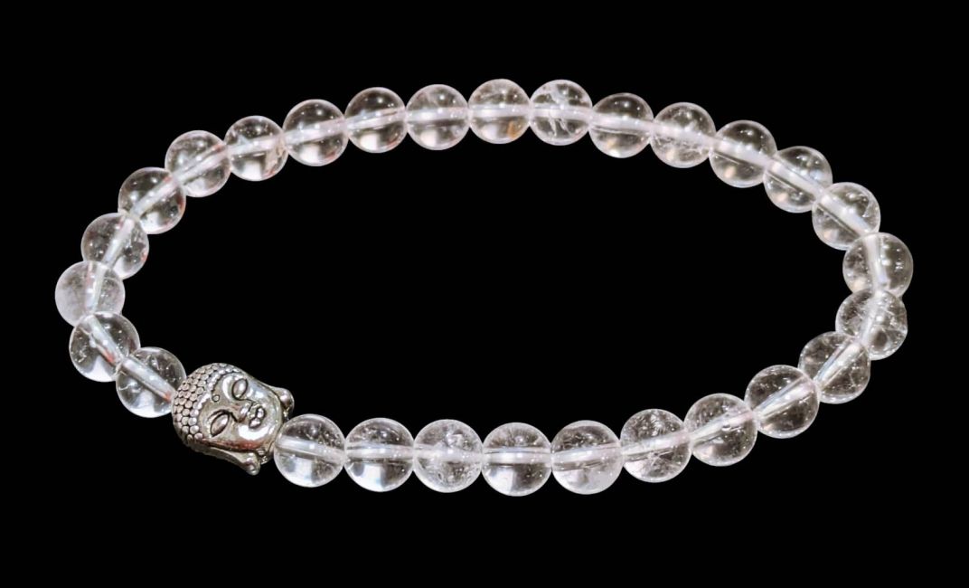Rock Crystal and Buddha Bracelet A 6mm Beads
