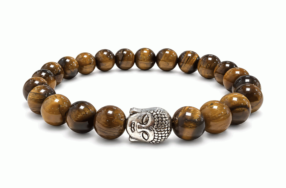 incense at Tiger Eye A Bracelet with Silver-Tone Buddha and Round Beads 8 mm