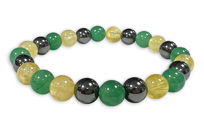 Heated Citrine, Green Aventurine, Hematite A 8mm pearls bracelacet