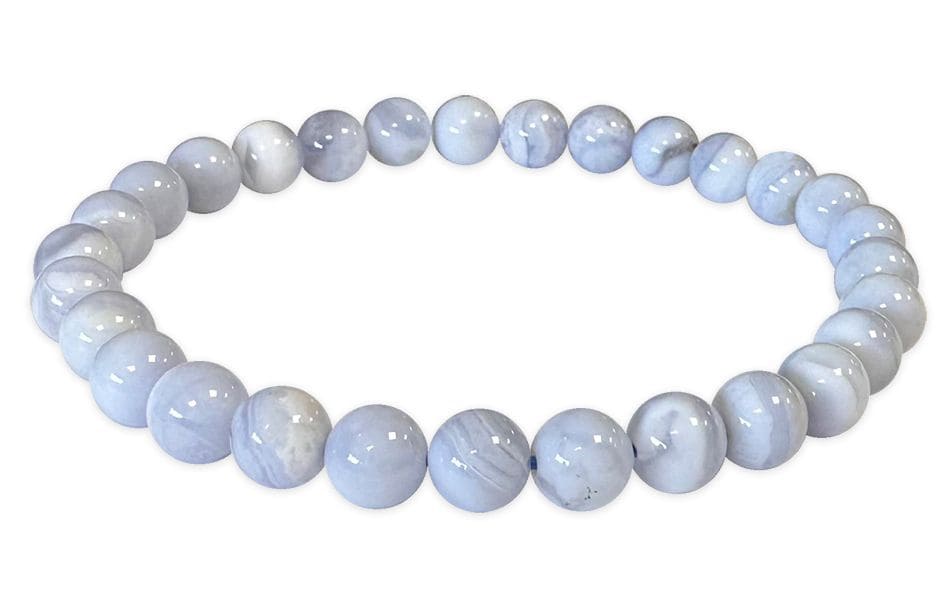 Bracelet Blue Chalcedony Ribbon AA beads 6mm