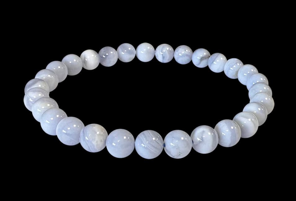 Bracelet Blue Chalcedony Ribbon AA beads 6mm