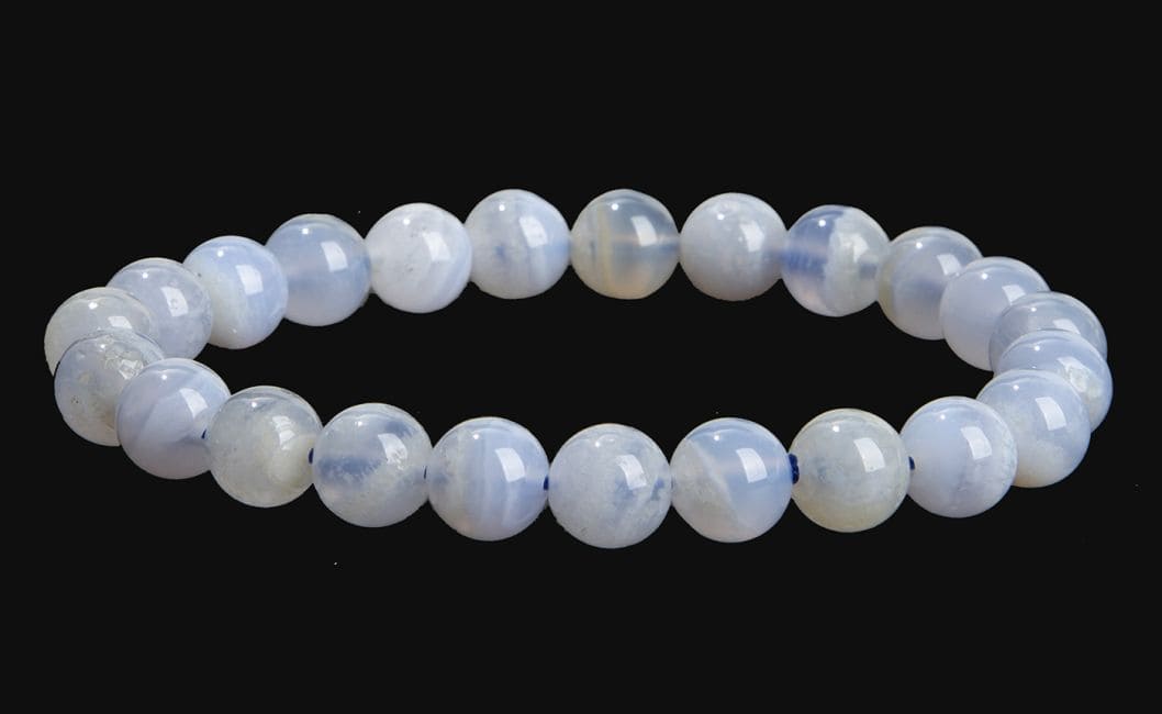 Ribboned Blue Chalcedony A Bracelet 8mm beads