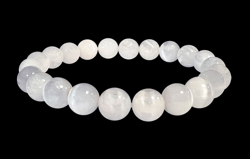 Selenite Cat's Eye AA bracelet 8mm pearls
