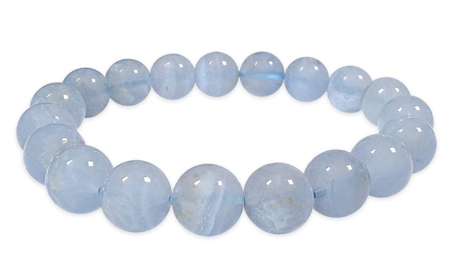 Blue chalcedony AA 10mm pearls bracelet