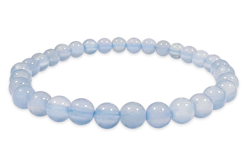 Blue chalcedony A 6mm pearls bracelet