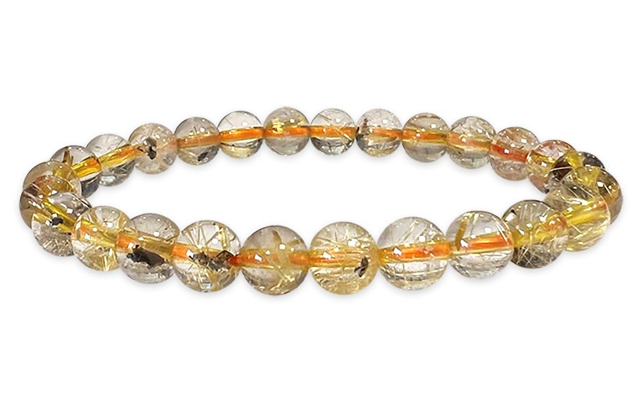Rock Crystal Bracelet Rutile Hematite AA beads 7.5-8.5mm