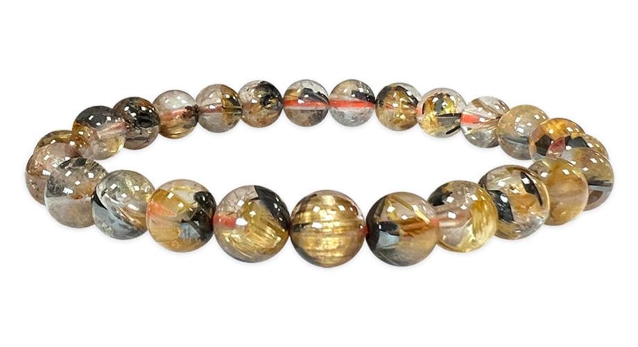 Rock Crystal Bracelet Rutile Hematite AAA beads 6.5-7.5mm