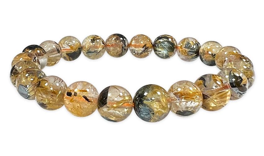 Rock Crystal Bracelet Rutile Hematite AAA beads 8.5-9.5mm