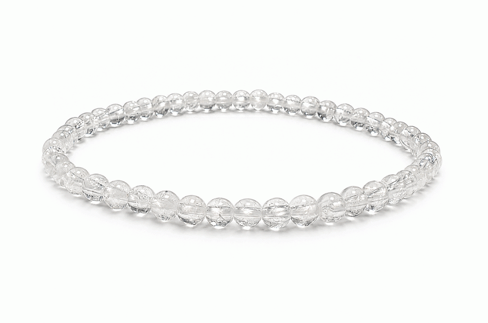 incense at Crackle Clear Quartz A Round Bead Bracelet 4 mm