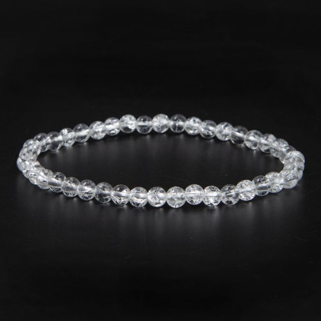 Rock Crystal Crack A Bracelet 4mm Beads