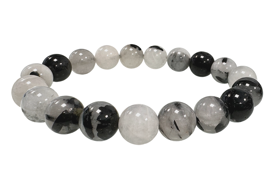 Bracelet Rock crystal Tourmaline A beads 10mm