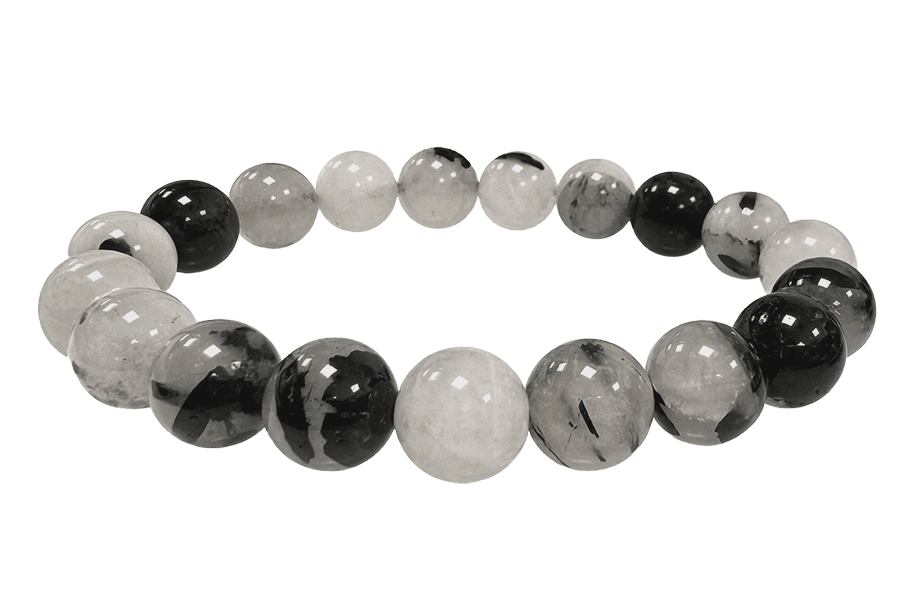 Bracelet Rock crystal Tourmaline A beads 10mm