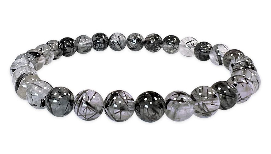 Bracelet Rock crystal Tourmaline AA beads 5-6mm