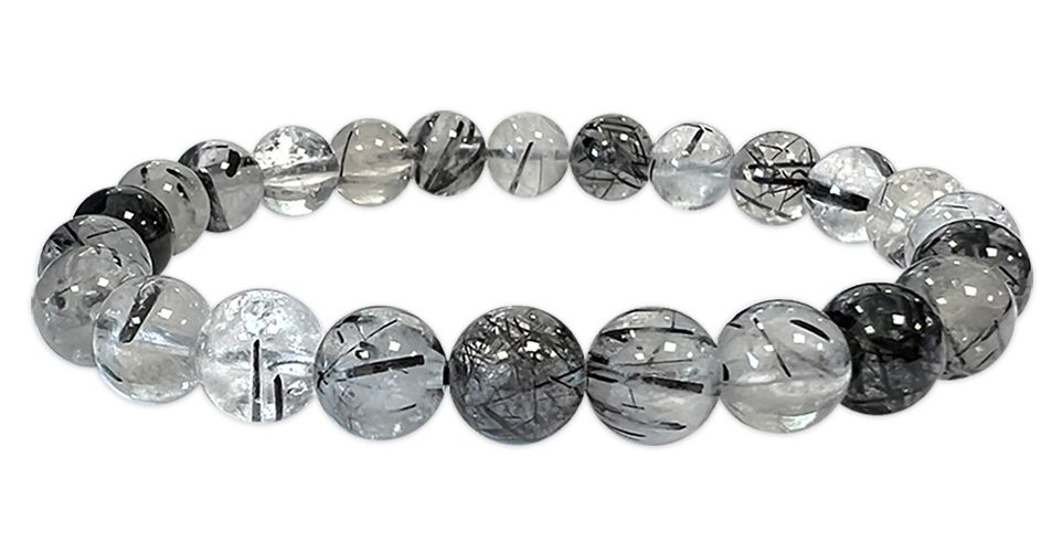 Bracelet Rock crystal Tourmaline AA beads 7-8mm