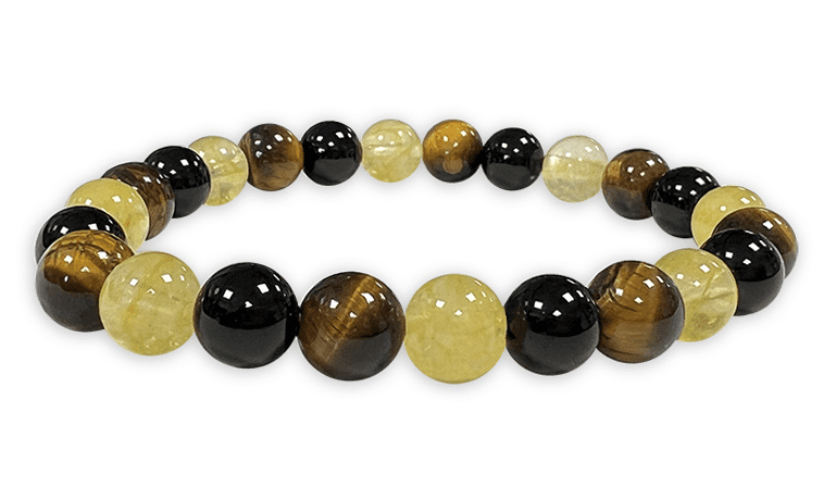 Heated Citrine, Tiger Eye, Black Obsidian & A 8mm pearls bracelacet