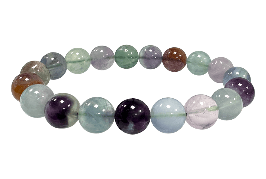 Multicolor Fluorite 10mm pearls bracelace