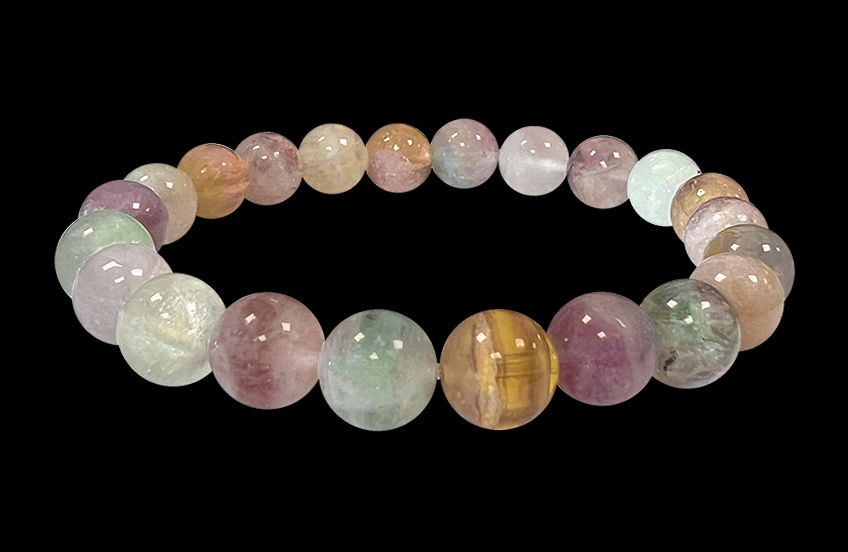 Multicolor Fluorite bracelet AA beads 6.5-7.5mm
