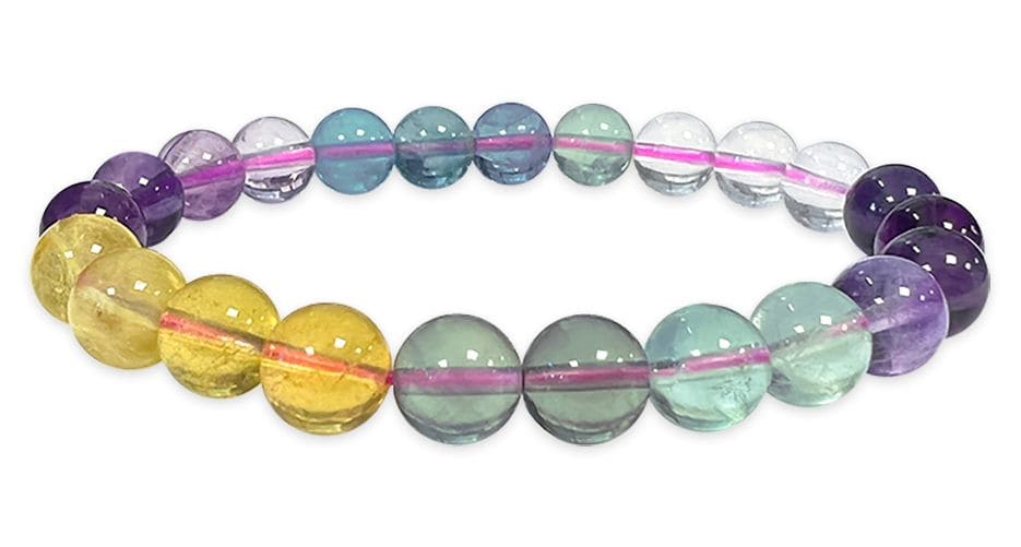 Multicolor Fluorite 8mm AAA pearls bracelace